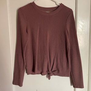 Texture and Thread Jacquard Tie-Front Top